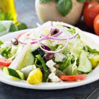 House Salad · Fresh salad made with lettuce, tomatoes, bell peppers, onions, and an Italian dressing.