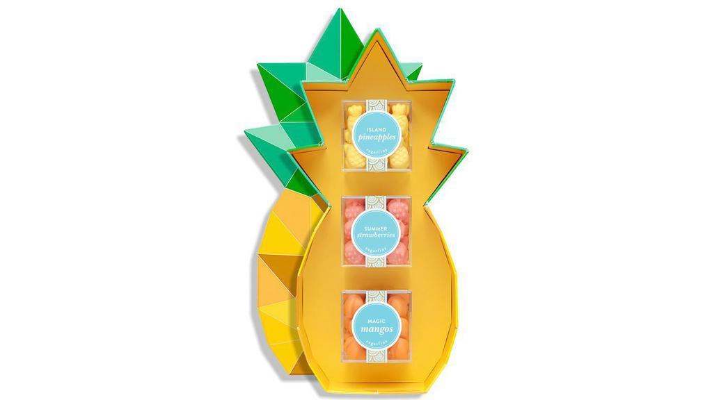 Tropical 3 Pc Bento Box By Sugarfina · TROPICAL COLLECTION; • Magic Mangos • Summer Strawberries • Island Pineapple