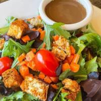 House Salad · Organic mixed lettuce with carrots, tomato, croutons and balsamic vinaigrette dressing.  Veg...