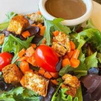 House Salad · Organic mixed lettuce with carrots, tomato, julienned snow peas and balsamic vinaigrette dre...