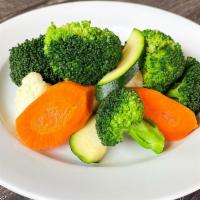 Side Veggie (Steamed) · Blanched carrots, zucchini, cauliflower, and broccoli - no salt added. Vegan, vegetarian and...