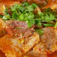 Pho Thai Tom Yum · Spicy & sour Thai lemongrass flavored tom yum  rice noodle pho soup choice of meat and fresh...