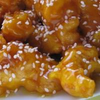 Honey Chicken · Sweet & pungent honey chicken served with steamed rice.