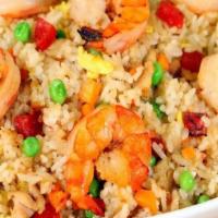 Curried Fried Rice · Curried fried rice with curry powder, egg, peas & carrots, onions, sprouts choice of meat & ...