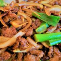 Mongolian Stir Fry · Mongolian style stir fry choice of meat and vegetarian served with steamed rice.