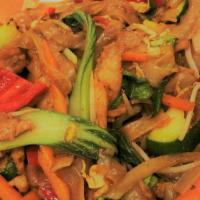 Chow Fun Noodles · Cantonese chow fun flat rice noodles choice of meat and vegetarian stir fried with fresh veg...