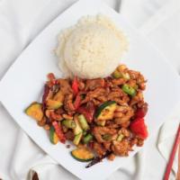 Kung Pao Delight · Spicy Shanghai kung pao choice of meat and vegetables stir fried with peanuts, onions, garli...