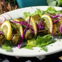 Dolmathes (Vegetarian Stuffed Grape Leaves) · Dolmathes.
Vegetarian Stuffed Grape Leaves.
Filled with a stuffing made up of rice, mixed he...
