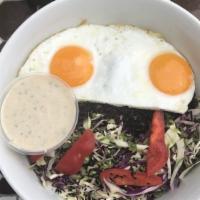 Forbidden Bowl · (Vegan). Forbidden black rice, harissa, green onion, grass fed butter, cilantro, grass graze...