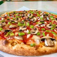 Naples Special · Pepperoni, ham, mushrooms, green peppers onions.