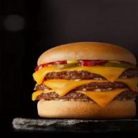 Super Cheeseburger (Triple) · Juicy grilled beef burger smashed to perfection, topped with melted American cheese and stac...