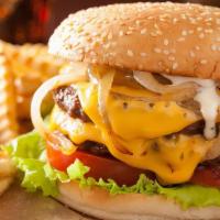 Super Cheeseburger (Double) Combo · Juicy grilled beef burger smashed to perfection, topped with melted American cheese and stac...