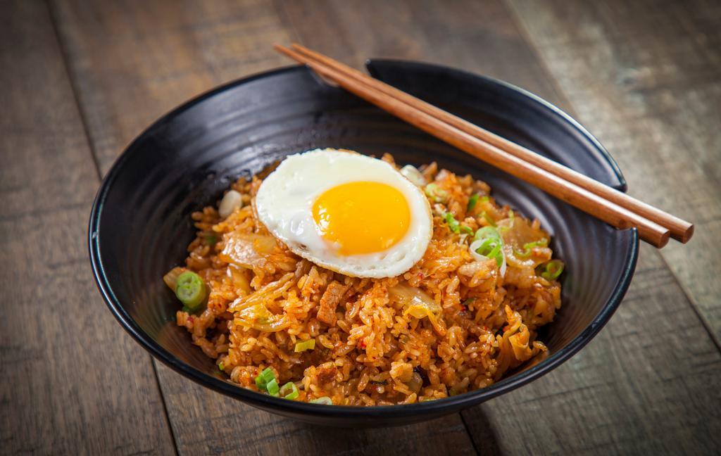Pork Belly Kimchi Fried Rice - 김치 삼겹살 볶음밥 · 김치 삼겹살 볶음밥 Gochujang (spicy) Mixed Rice with Pork Belly, Kimchi, and Seasoned Vegetables Comes with 3 side dishes (Banchan)