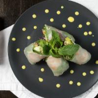 A-5. Fab Rolls  · Fresh mixed vegetables, basil and tofu wrapped in delicate rice sheets. Served with honey mu...