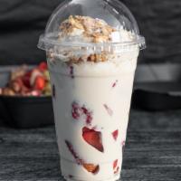 Mexican Strawberries And Cream · Strawberries, sweet cream, coco nut, granolla and whipped cream