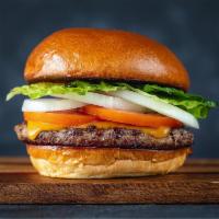 Grater Cheeseburger · 100% Angus Beef Patty on a Brioche bun with Cheddar cheese, Tomato, Lettuce , Onions and you...