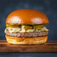 Impossible Burger · 100% Impossible plant-based Patty on a brioche bun with Deli Mustard, Caramelized Onions, an...