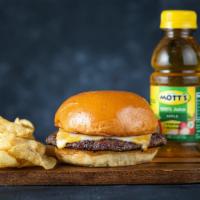 Kids Cheeseburger · Angus Beef Patty on a Brioche bun with a slice of Colby Jack cheese.. All Kids meals are ser...