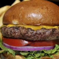 Cheeseburger · Single patty with cheese, House dressing, lettuce, tomato, pickles, onion