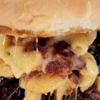 Stack House Brisket Burger · Our Largest Burger !!! 

Double Patty with cheese, chopped brisket, Mac and cheese
