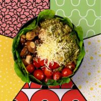 Parmesan Quinoa Bowl · Seasoned quinoa with your choice of protein, spinach, tomato, mushrooms, Parmesan cheese, an...