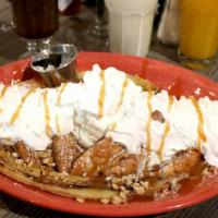 Banana Foster · Vanilla bean ice cream, grilled bananas, walnuts, caramel sauce, topped with whipped cream, ...