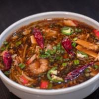 Hot & Sour Soup · Hot. Seafood. Bamboo shoots, tofu and mushrooms. Hot and spicy.
