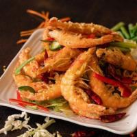 Shrimp With Salt & Pepper · Hot. Crispy shrimp wok stir fried with salt pepper seasoning with spice. Hot and spicy.