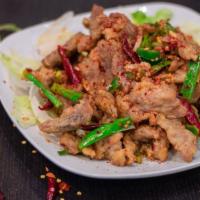 Pork Chop With Salt & Pepper · Hot. Pork chop wok stir fried with salt and pepper seasoning with spice. Hot and spicy.