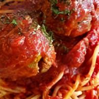Spaghetti & Meatballs · House made meatballs served over long, round pasta & marinara.