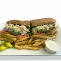 Salad Olovieh (Chicken & Potato) Sandwich · Served with French fries and soda.