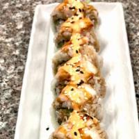Double Tiger · [in: crunch roll, out: shrimp] - spicy mayo, eel.