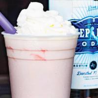 Boozy Strawberry · Vanilla custard blended with strawberry sauce, topped with whipped cream.  Served with Deep ...