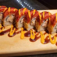 71 Freeway Roll · Shrimp tempura, crab with tuna on top
