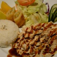 Chicken Teriyaki Plate · Served with Salad, Miso Soup, Steamed Rice.