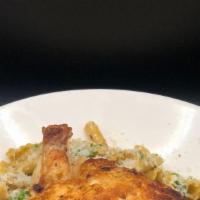 Chicken Campanelle · Lemon and garlic marinated chicken breast, english peas, parmesan, basil, rosemary, lemon, b...