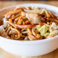 Chicken Chow Mein · Wok fried noodles with chicken, cabbage, bean sprouts, carrots, white onion. Seasoned with h...