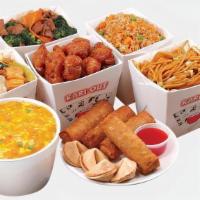 Family Meal · With 4 pieces vegetable egg roll,one large egg flower soup,2 large half side  and 3 large It...