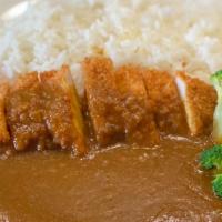Chicken Cutlet Curry Lunch · Deep-fried panko-breaded chicken breast served with chicken broth curry sauce.