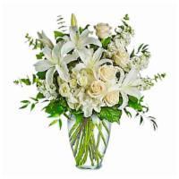 Dreams From The Heart Bouquet · A lovely bouquet to soothe and comfort, a variety of white and peach blossoms sends your hop...