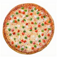 Large Veggie Lovers Pizza · Vegetarian.  (Ten slices) pizza sauce, mozzarella, tomatoes, onions, bell pepper, and olives