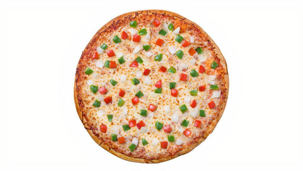 Large Veggie Lovers Pizza · Vegetarian.  (Ten slices) pizza sauce, mozzarella, tomatoes, onions, bell pepper, and olives