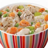 Chicken Pot Pie Chowder · (serves 4) creamy chowder soup loaded with potato, chicken, carrot, and peas