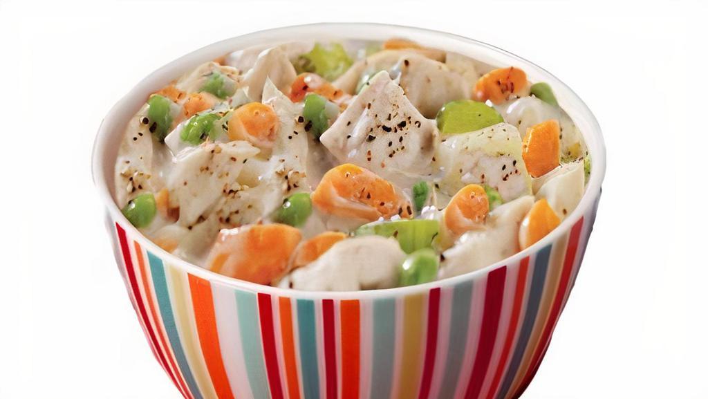 Chicken Pot Pie Chowder · (serves 4) creamy chowder soup loaded with potato, chicken, carrot, and peas