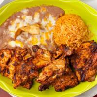 Pollo Sonora · Chicken breast marinated with our special seasoning. Served with rice and beans and your cho...