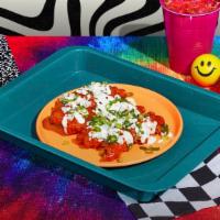 Bro, Buffalo Loaded Tenders · Loaded chicken tenders topped with buffalo sauce, scallions, and blue cheese dressing.