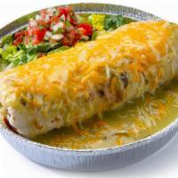 Burritos · Stuffed with meat, cheese, rice, beans and sauce, then smothered with extra sauce and cheese...