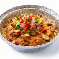 Baja Bowls · Filled with meat, cheese, rice, beans and sauce. Garnished with lettuce and pico de gallo.