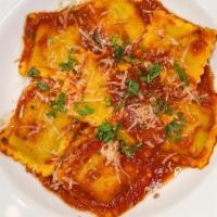 Beef Ravioli · Beef Filled Ravioli, Classic Marinara Sauce.