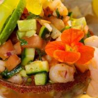 Shrimp · All cocktails made with tomato, cucumber, avocado, onion lime, cilantro.